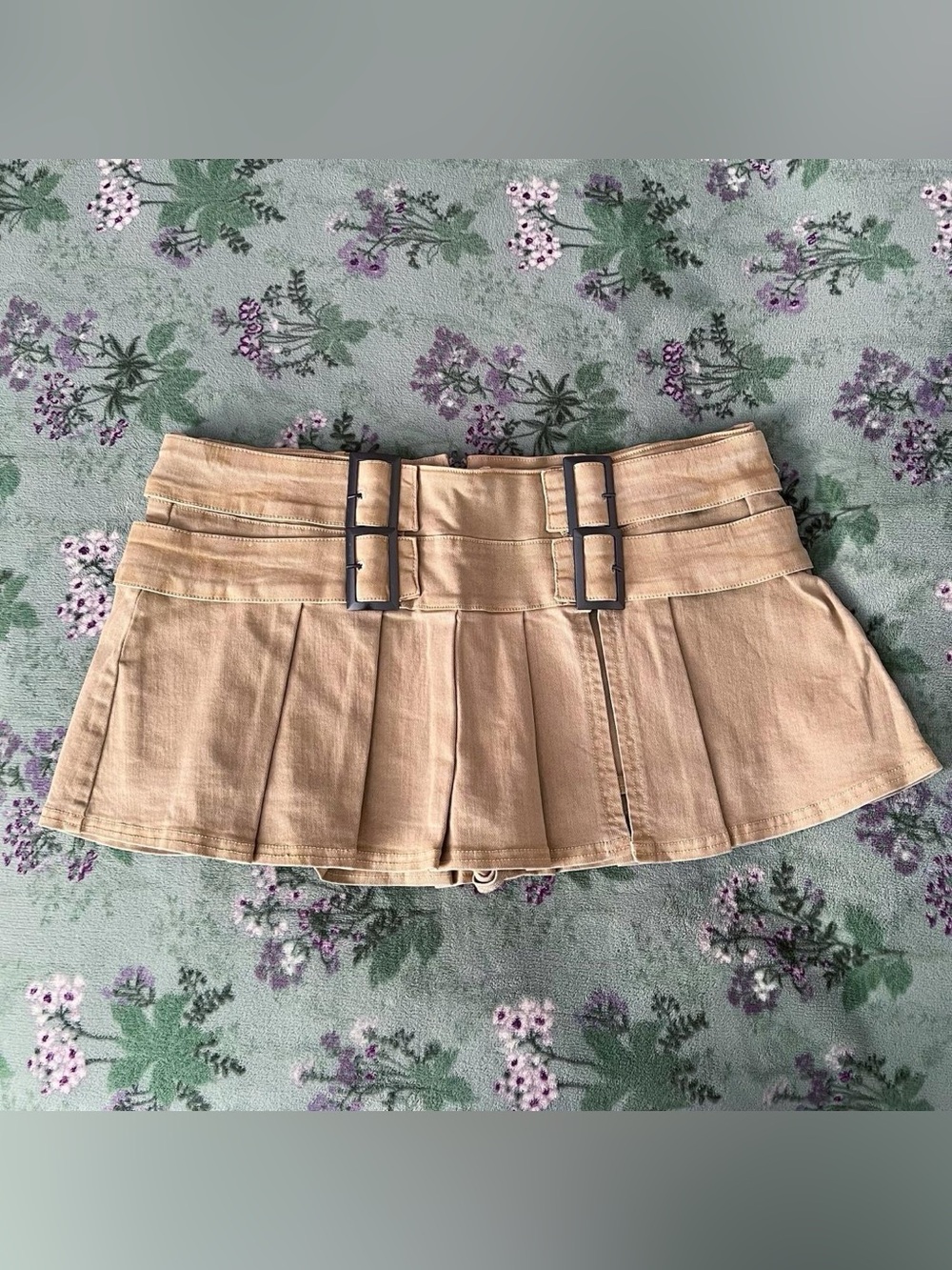 Urban Outfitters BDG Double Trouble Belted Denim Pleated Mini Skort